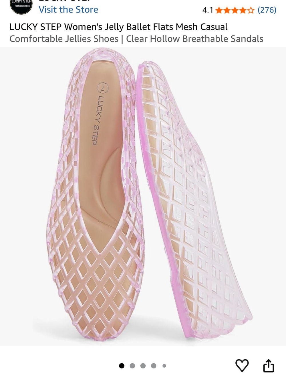 EUC LUCKY STEP Pink Jelly Lattice Ballet Flats for Women